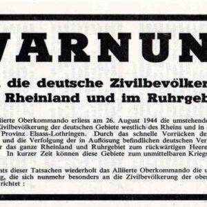 Allied Leaflet - WARNUNG An die Deutsche Zivilbevolkerung im Rheinland und im Ruhrgebiet: