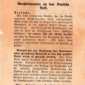 Allied Leaflet - Warnung GroBbritannien an das Deutsche Volk