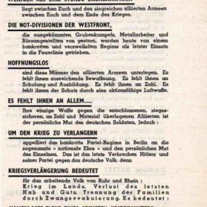 Allied Leaflet - Arbeiter von Ruhr und Rhein! Title back: ......Darum: