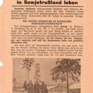 Russian Leaflet - Wie die Kriegsgefangene in Sowjetrussland leben - März 1942. Nr.11