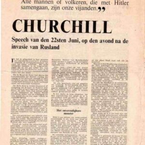 Allied Leaflet - 'Alle mannen of volkeren die tegen het nazidom strijden, zullen wij bestaan. alle mannen of volkeren die met Hitler samengaan, zijn onze vijanden' CHURCHILL.