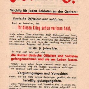 Russian Leaflet - Achtung Wichtig fur jeden Soldaten an der Ostfront