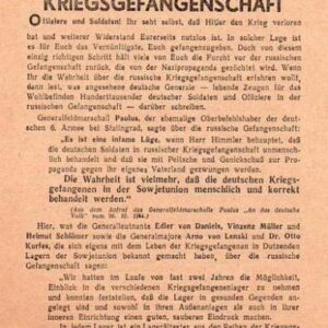 Russian Leaflet - Deutsche Generale uber die Russische Kriegsgefangenschaft