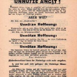 Russian Leaflet - Unnütze Hoffnungen! Unnütze Angst