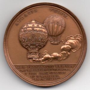 Restrike of Medallion - Audacia Felix. Commemorating the invention of the air balloon in 1783, struck by order of King Louis XVI.