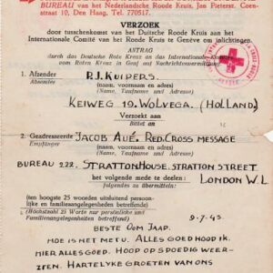 Red Cross Letter from the Netherlands to Great Britain July 17th 1943.