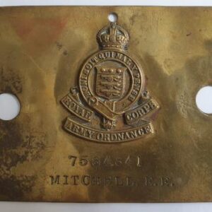 Royal Army Ordnance Corps Brass Bed / Duty Foot Plate