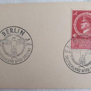 Blank special stamp receipt 1944. Adolf Hitler's 55th Birthday.