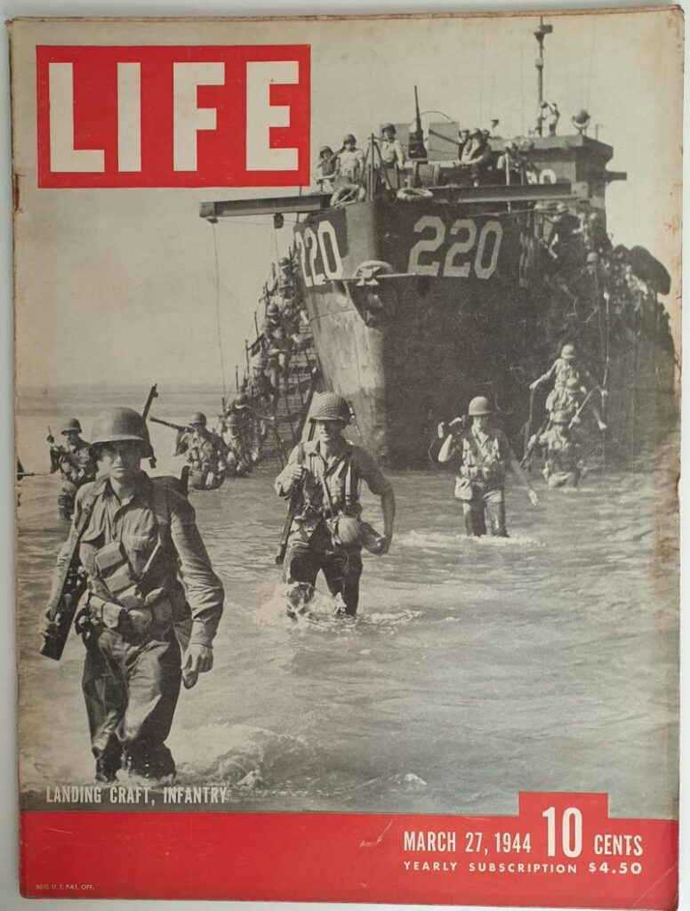 Time magazin - march 27, 1944. On the cover, landing LCI on Italian beach