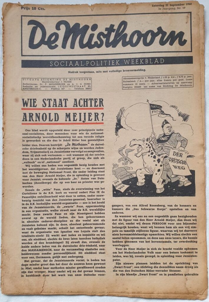 Rare Newspaper "De Misthoorn" - September 21 1940.