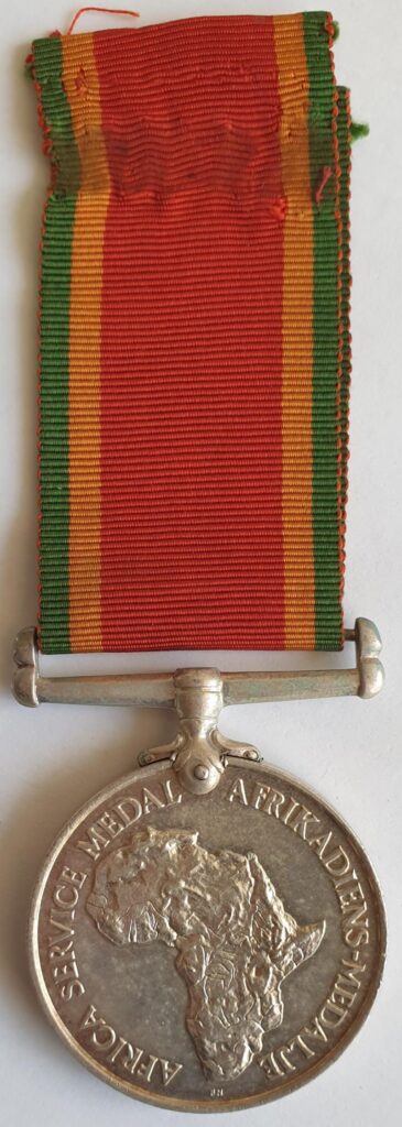 Africa Service Medal - Afrika Diens Medalje - Named T. C. Baker.