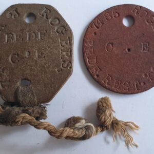 British Dog Tags - A.J. / A.G. Rogers, Bedfordshire and Hertfordshire Regiment.