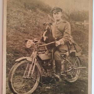 Large WW1 photograph of an officer on a NSU motor.