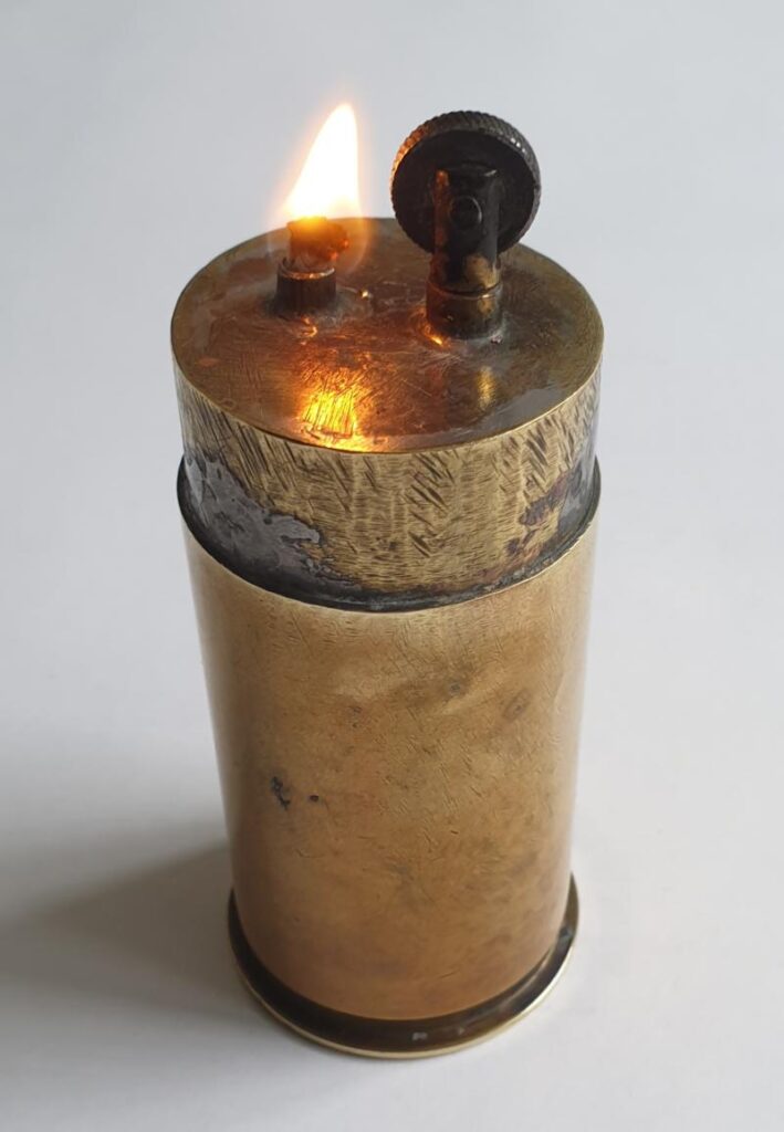 WW1 Trench Art Shell Head Cigarette Lighter.
