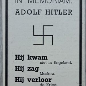 Cartoon flyer / Prayer card of Adolf Hitler made by the former Dutch resistance.